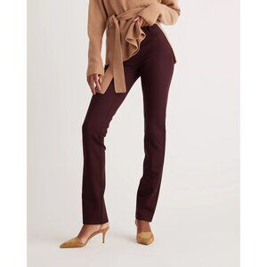 Quince Ultra-Stretch Ponte Straight Leg Pants Burgundy Size Small Tall Office